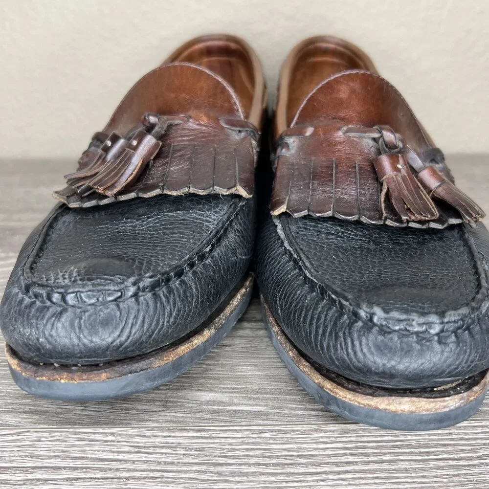 Allen Edmonds Nashua Leather Tassel Loafers Mens 11 D Black Brown Slip On Shoes